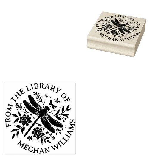 From the Library Of Custom Dragonfly Ex Libris ラバースタンプ (押印)
