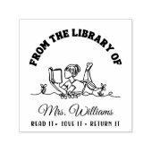 From The Library Of | Flowers Girly Book Teacher セルフインキングスタンプ (デザイン)
