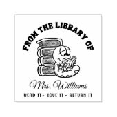 From The Library Of | Funny Book Worm Teacher セルフインキングスタンプ (デザイン)