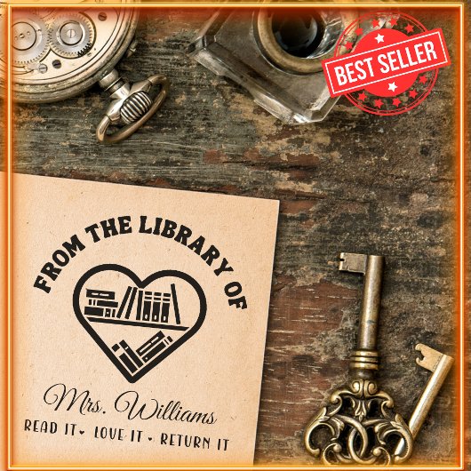 From The Library Of -Loveハートブックシェルフ先生 セルフインキングスタンプ