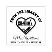 From The Library Of -Love Heart Book Shelf Teacher セルフインキングスタンプ (デザイン)