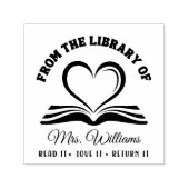 From The Library Of | Love Heart on Book Teacher セルフインキングスタンプ (デザイン)