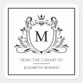 From The Library Of Monogram Bookplate Sticker スクエアシール (正面)