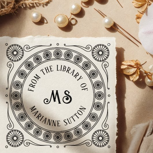 "From the library of" Monogram Library Bookplate セルフインキングスタンプ