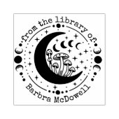 From the Library Of Moon & Mushrooms Ex Libris ラバースタンプ (インプリント)