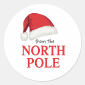 From the North Pole Christmas Sticker | Santa Hat  ラウンドシール (正面)