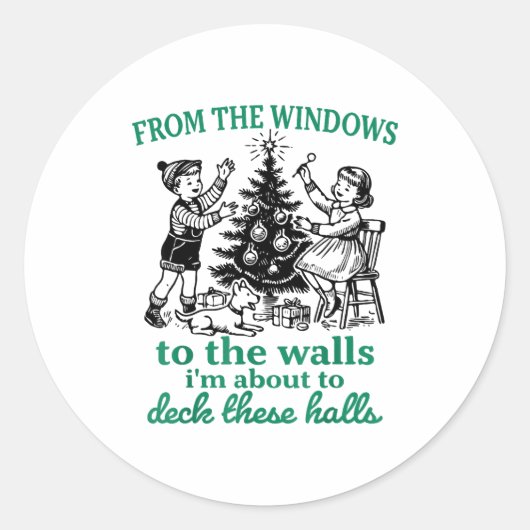 From The Windows To The Walls Funny Christmas Tree ラウンドシール (正面)