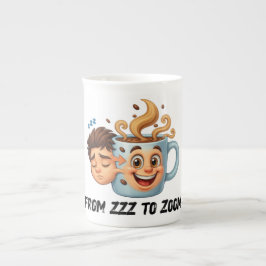 From Zzz to Zoom" T-Shirt - Coffee Mug Face  ボーンチャイナマグカップ
