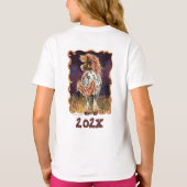 Front and Back Fire Horse Birthday Girl Tシャツ (裏面)