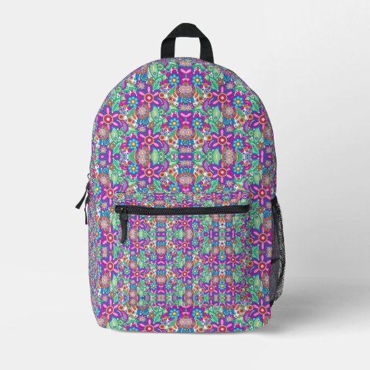 Front and back view of a colorful backpack  プリントバックパック (正面)