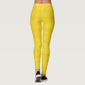 Front and back view of vibrant yellow checkered  レギンス (裏面)