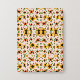 Front and back views of a floral-patterned  缶バッジ