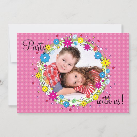 Front and Center Photo Birthday Partyへの招待 招待状 (正面)