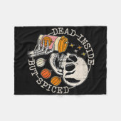 Front And Ck Skeleton Dead Inside But Spiced Hallo フリースブランケット (正面(横))