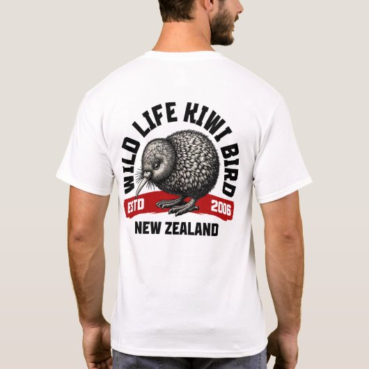 Front & Back Design: Kiwi Bird - New Zealand Style Tシャツ (裏面)