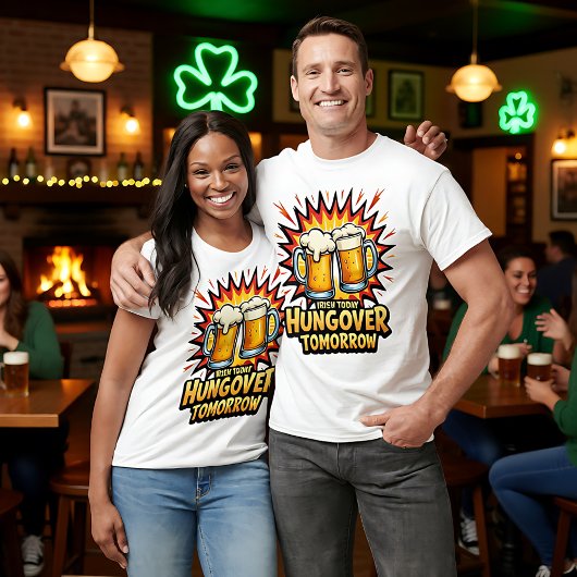 Front / back print Irish Today Hungover Tomorrow Tシャツ