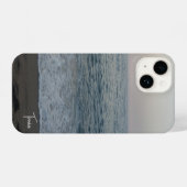 front calm beach with typographical personalized n iPhoneケース (裏面横)