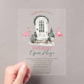 Front Door Pink Flamingos Holiday Open House アクリル招待状 (インサイチュ (ポータブル))