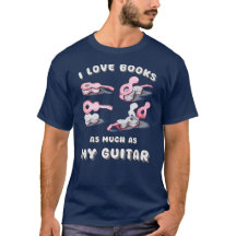Front Printed I Love Books As My Guitar