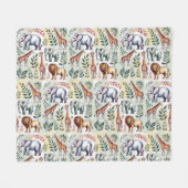 Front view features a playful pattern with cartoon フリースブランケット (正面(横))