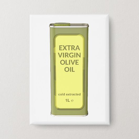 Front view of extra virgin olive oil tin can 缶バッジ (正面)