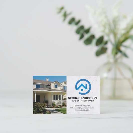 Front Yard Home | Modern Blue Real Estate Logo 名刺 (スタンド正面)