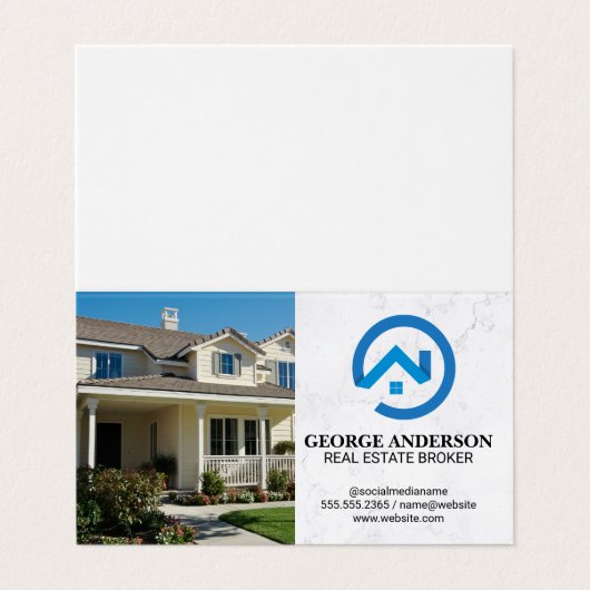 Front Yard Home | Modern Blue Real Estate Logo 名刺 (外部フラット)