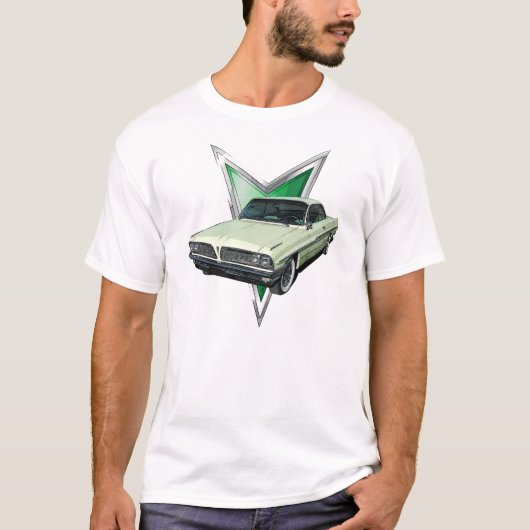 frontal3/4眺めの薄緑の1961年のポンティアクベントゥーラ tシャツ (正面)