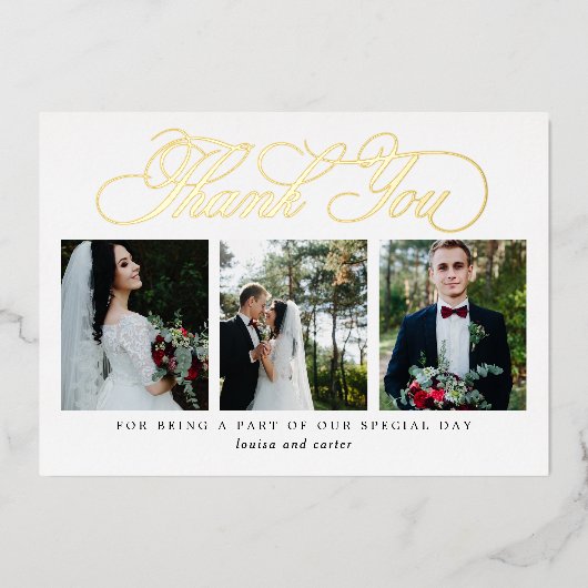 Frosh Script 実在  FOILフォトサンキューカード 箔招待状 (正面)