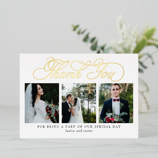 Frosh Script 実在  FOILフォトサンキューカード 箔招待状 (立ち正面)