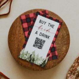 FROST 赤いフランネルと松の「花嫁に飲み物を奢って」QR ノートカード
