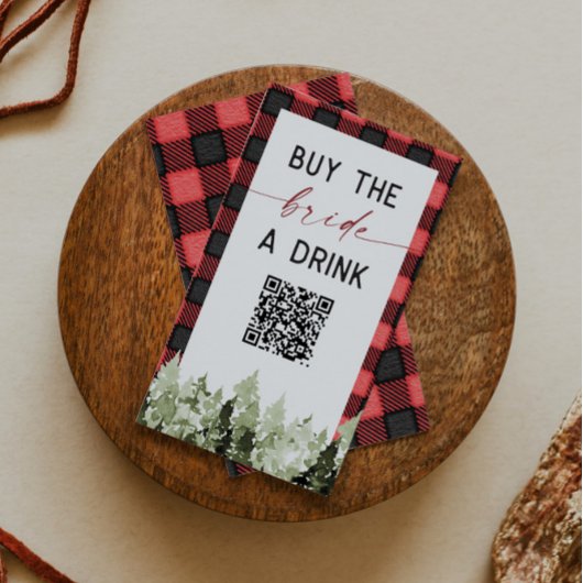 FROST 赤いフランネルと松の「花嫁に飲み物を奢って」QR ノートカード