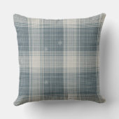 Frost Blue Nordic Plaid Snowflake Throw Pillow クッション (裏面)