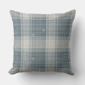 Frost Blue Nordic Plaid Snowflake Throw Pillow クッション (正面)