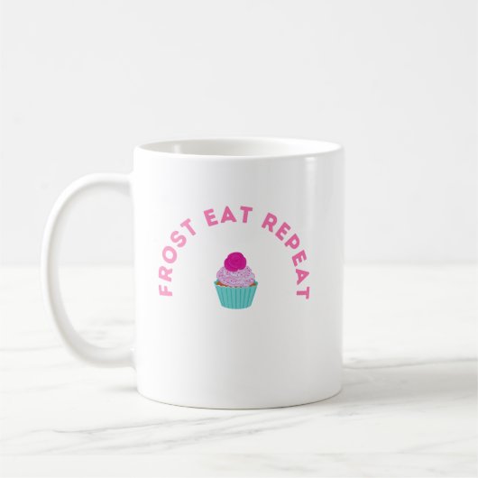 Frost Eat Repeat Cupcake Design コーヒーマグカップ (左)