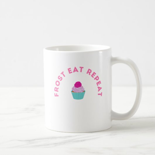 Frost Eat Repeat Cupcake Design コーヒーマグカップ (右)