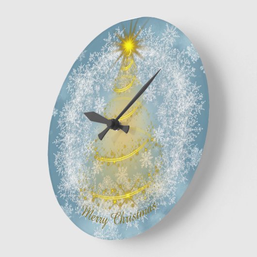 Frost & Glow Holiday Clock – Snowflake Wall Clock ラージ壁時計 (傾斜)