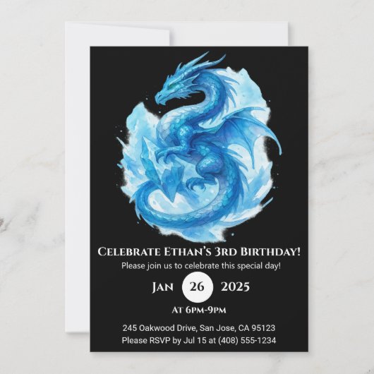 Frost Spiral Dragon Birthday Invitation 招待状 (正面)