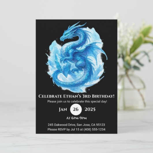 Frost Spiral Dragon Birthday Invitation 招待状 (スタンド正面)