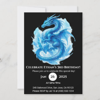 Frost Spiral Dragon Birthday Invitation 招待状