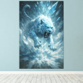 Frost White Tiger – Emperor of the Frozen Realm – キャンバスプリント (インサイチュ (ウッドフロア))