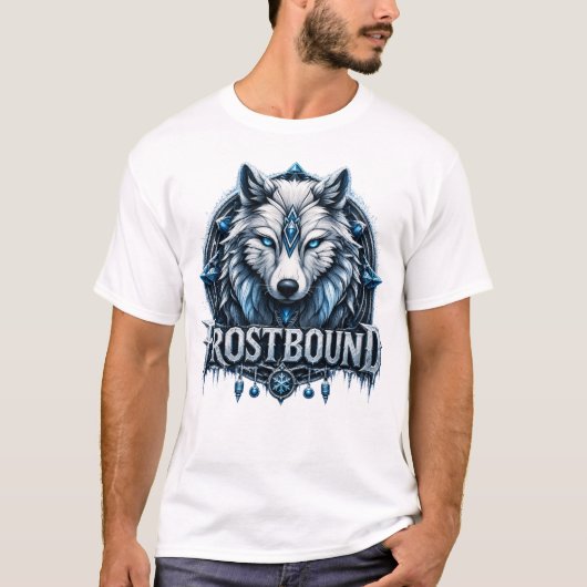 Frostbound Ice Wolf Fantasy Guardian Art Tシャツ (正面)