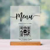 FrostedミニマルシンプルリストメニュースクリプトQRコード アクリルサイン (ニュートラル)