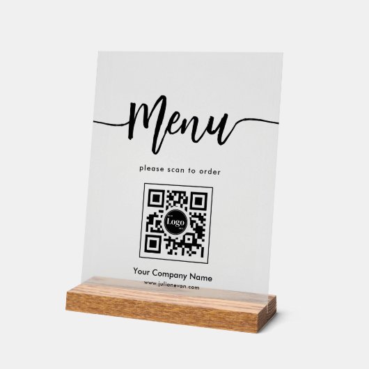 FrostedミニマルシンプルリストメニュースクリプトQRコード アクリルサイン (傾斜)