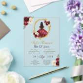 Frosted Acrylic Cherry Red Quinceañera Invitation アクリル招待状 (インサイチュ (ウェディング))