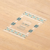 Frosted Aqua Ugly Sweater Christmas Party アクリル招待状 (レイダウン)