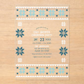 Frosted Aqua Ugly Sweater Christmas Party アクリル招待状 (正面)