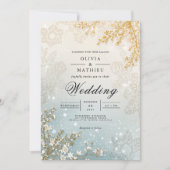 Frosted Bloom Winter Romance Wedding 招待状 (正面)