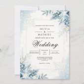 Frosted Bloom Winter Wedding 招待状 (正面)