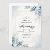 Frosted Bloom Winter Wedding 招待状 (正面/裏面)